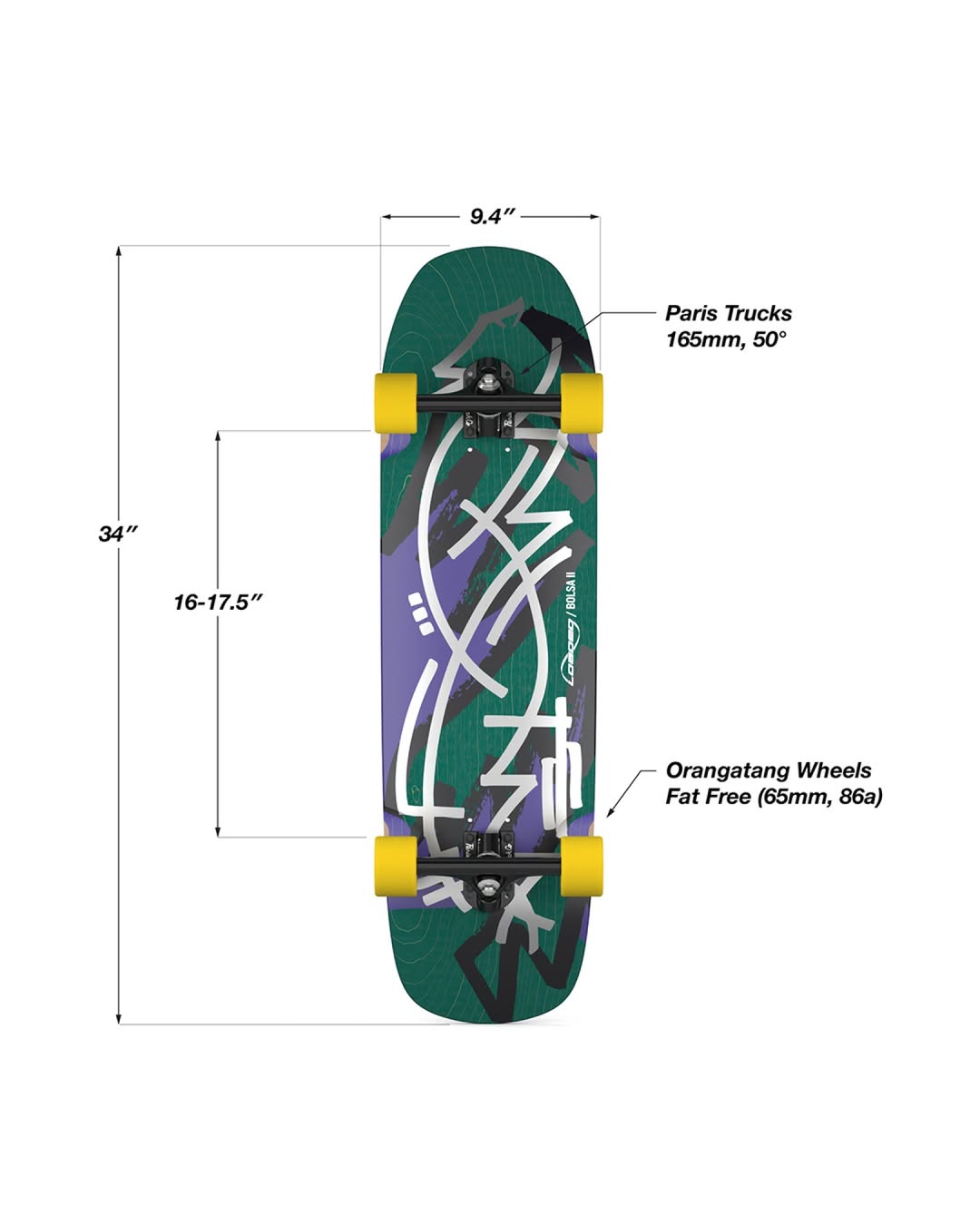 Loaded Bolsa II Jazz — Longboard Complet 34" | Paris V3 165mm + Fat Free 65mm